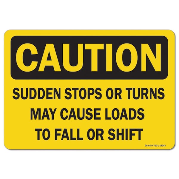 OSHA Caution, 3.5" Width, Decal, 3.5" W, 5" L, Landscape, PK10, Sudden Stops